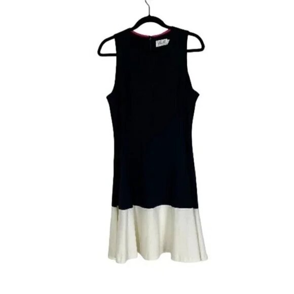 Eliza J Colorblock Black & White Knit Fit & Flare Dress Size 2 - Picture 2 of 5